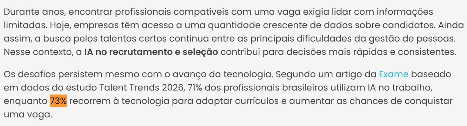 Dados sobre IA no recrutamento e seleção